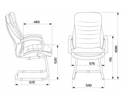 Кресло Бюрократ T-9950AV черный кожа/кожзам полозья металл хром-foto5