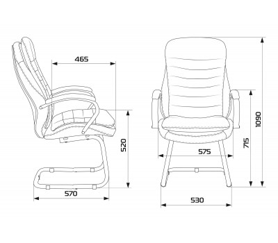 Кресло Бюрократ T-9950AV черный кожа/кожзам полозья металл хром