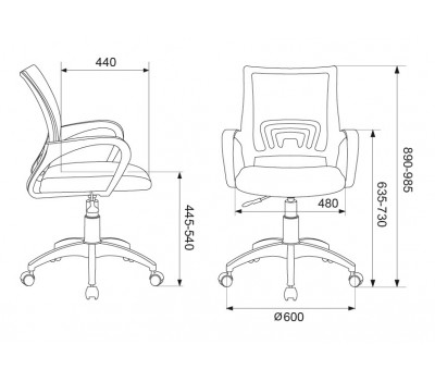 Кресло Бюрократ CH-W695NLT темно-серый TW-04 TW-12 сетка/ткань крестовина пластик пластик белый