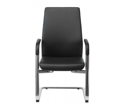 Кресло Бюрократ _JONS-LOW-V черный кожа низк.спин. полозья металл хром