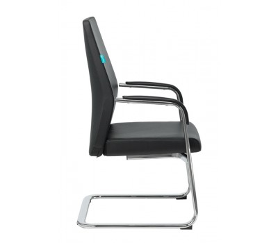 Кресло Бюрократ _JONS-LOW-V черный кожа низк.спин. полозья металл хром