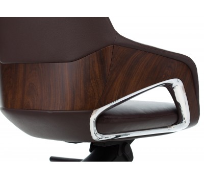 Кресло руководителя Бюрократ _DAO-2 коричневый кожа с подголов. крестовина алюминий