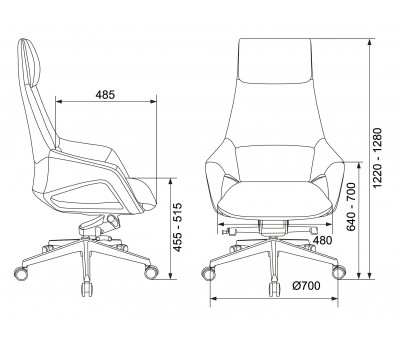 Кресло руководителя Бюрократ _DAO-2 коричневый кожа с подголов. крестовина алюминий