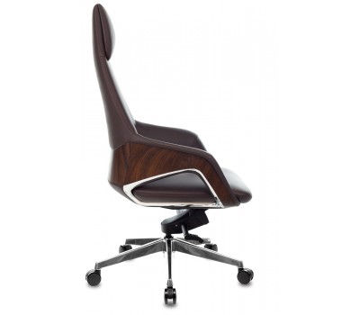 Кресло руководителя Бюрократ _DAO-2 коричневый кожа с подголов. крестовина алюминий
