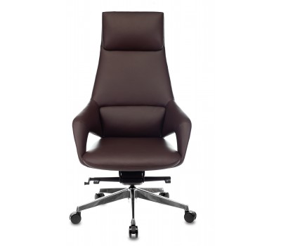 Кресло руководителя Бюрократ _DAO-2 коричневый кожа с подголов. крестовина алюминий