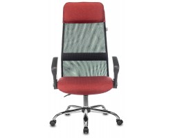 Кресло руководителя Бюрократ KB-6N черный TW-01 сиденье красный 38-410 сетка/ткань с подголов. крестовина металл хром-foto2