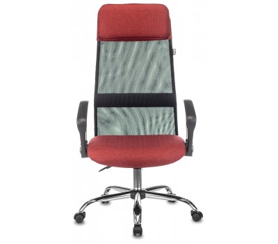 Кресло руководителя Бюрократ KB-6N черный TW-01 сиденье красный 38-410 сетка/ткань с подголов. крестовина металл хром