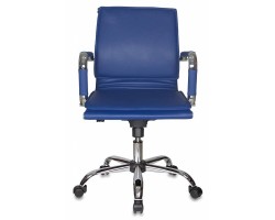 Кресло руководителя Бюрократ CH-993-Low синий эко.кожа низк.спин. крестовина металл хром-foto2