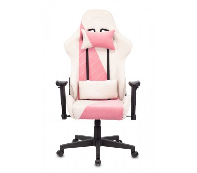 Кресло игровое Zombie VIKING X Fabric белый/розовый с подголов. крестовина пластик