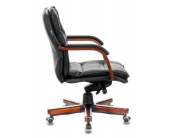 Кресло руководителя Бюрократ T-9927WALNUT-LOW черный кожа низк.спин. крестовина металл/дерево-foto3