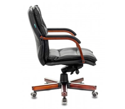 Кресло руководителя Бюрократ T-9927WALNUT-LOW черный кожа низк.спин. крестовина металл/дерево