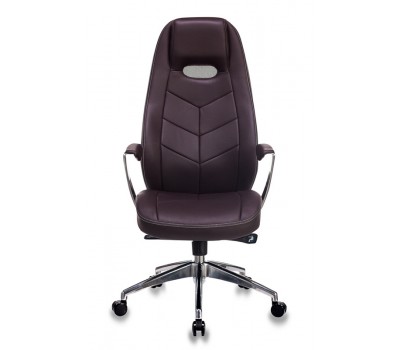 Кресло руководителя Бюрократ _Zen коричневый кожа крестовина алюминий