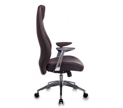 Кресло руководителя Бюрократ _Zen коричневый кожа крестовина алюминий