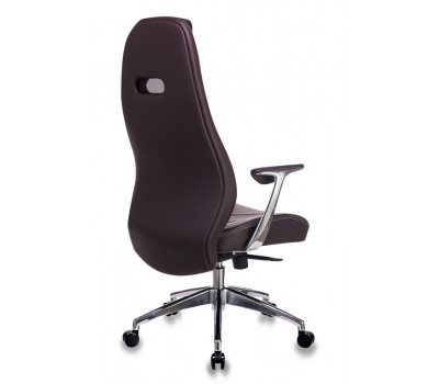 Кресло руководителя Бюрократ _Zen коричневый кожа крестовина алюминий